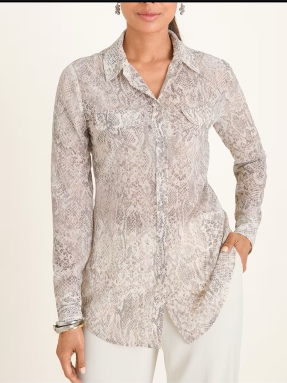 NWT Chico’s Python-Print Blouse